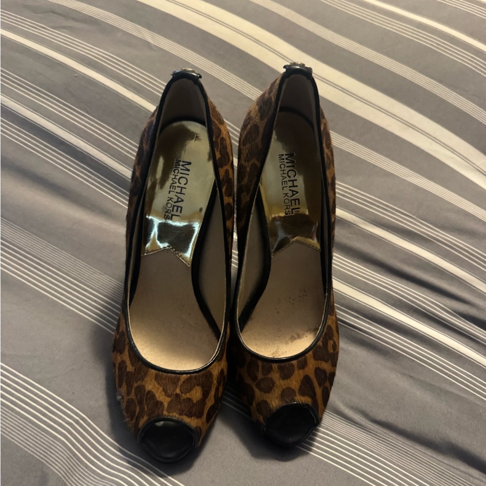 Michael Kors Animal Print Peep Toe Heels